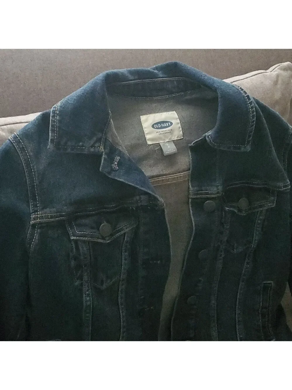 Old Navy jacket women’s Small sz S long Sleeve Denim Jean Trucker Blue Crop